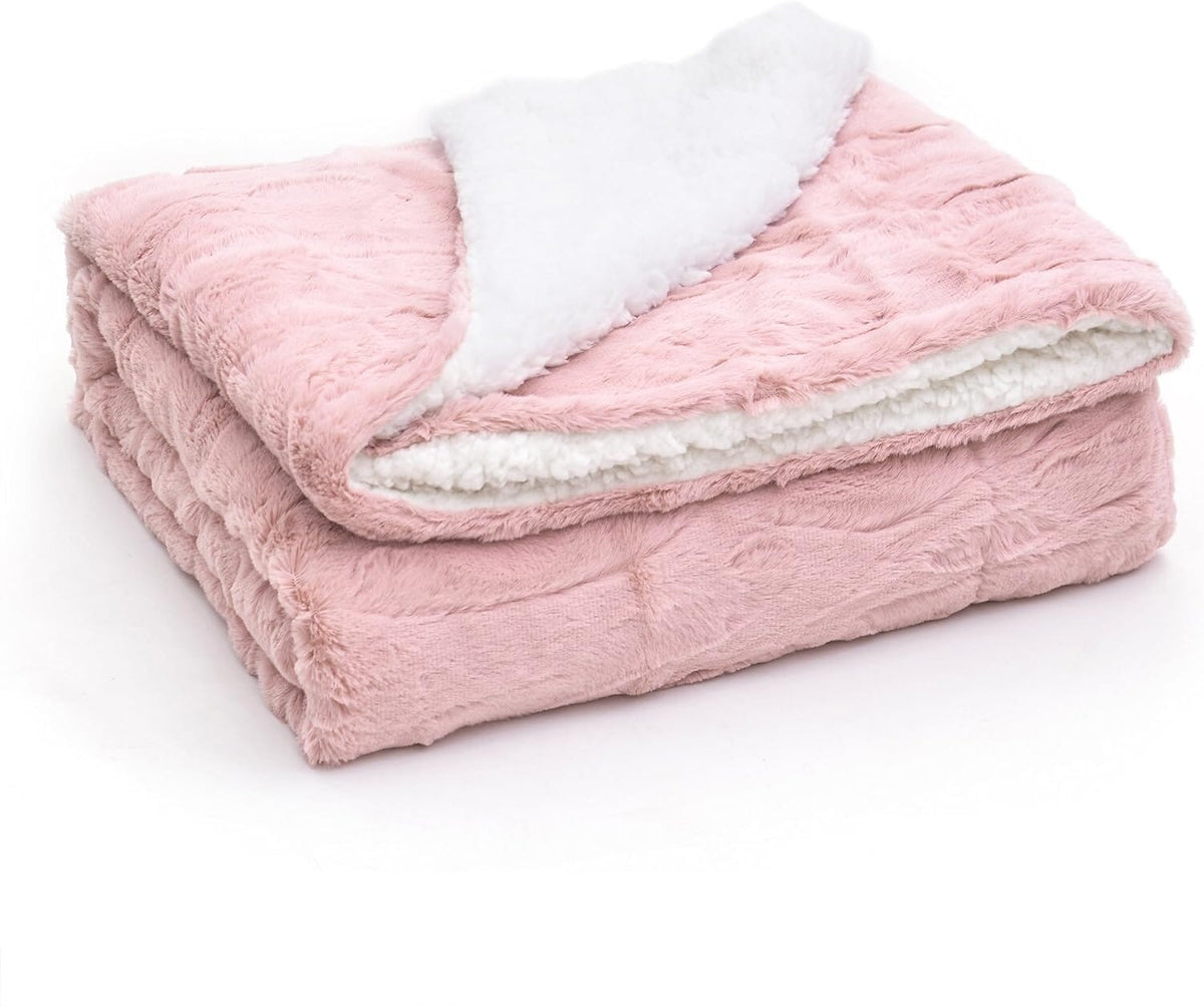 Tache Faux Fur Dusty Muted Pink Throw Blanket (#7)