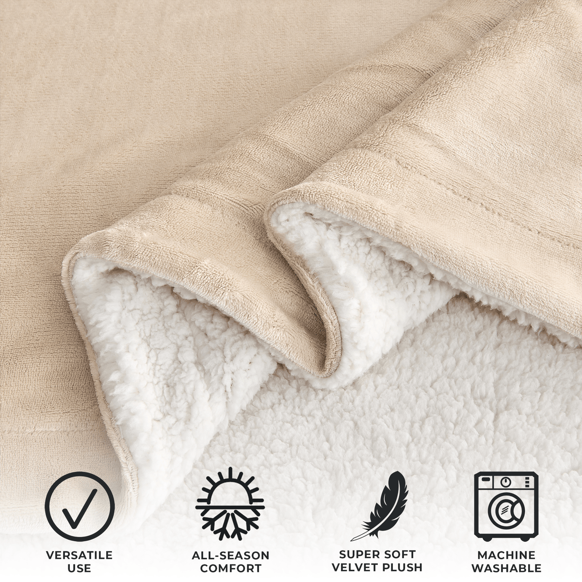 Velvet Plush Sherpa Luxury Bed Blanket - Kinsley Collection